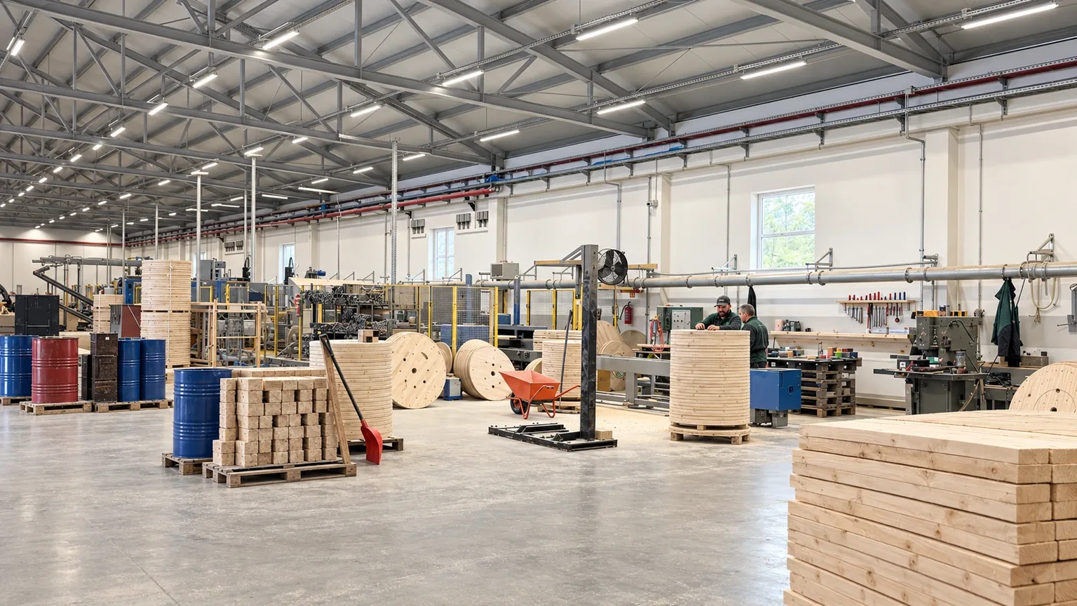 Fallwood – assembling cable drums in the production hall