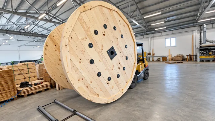 Fallwood – Kabeltrommel auf dem Wagen
